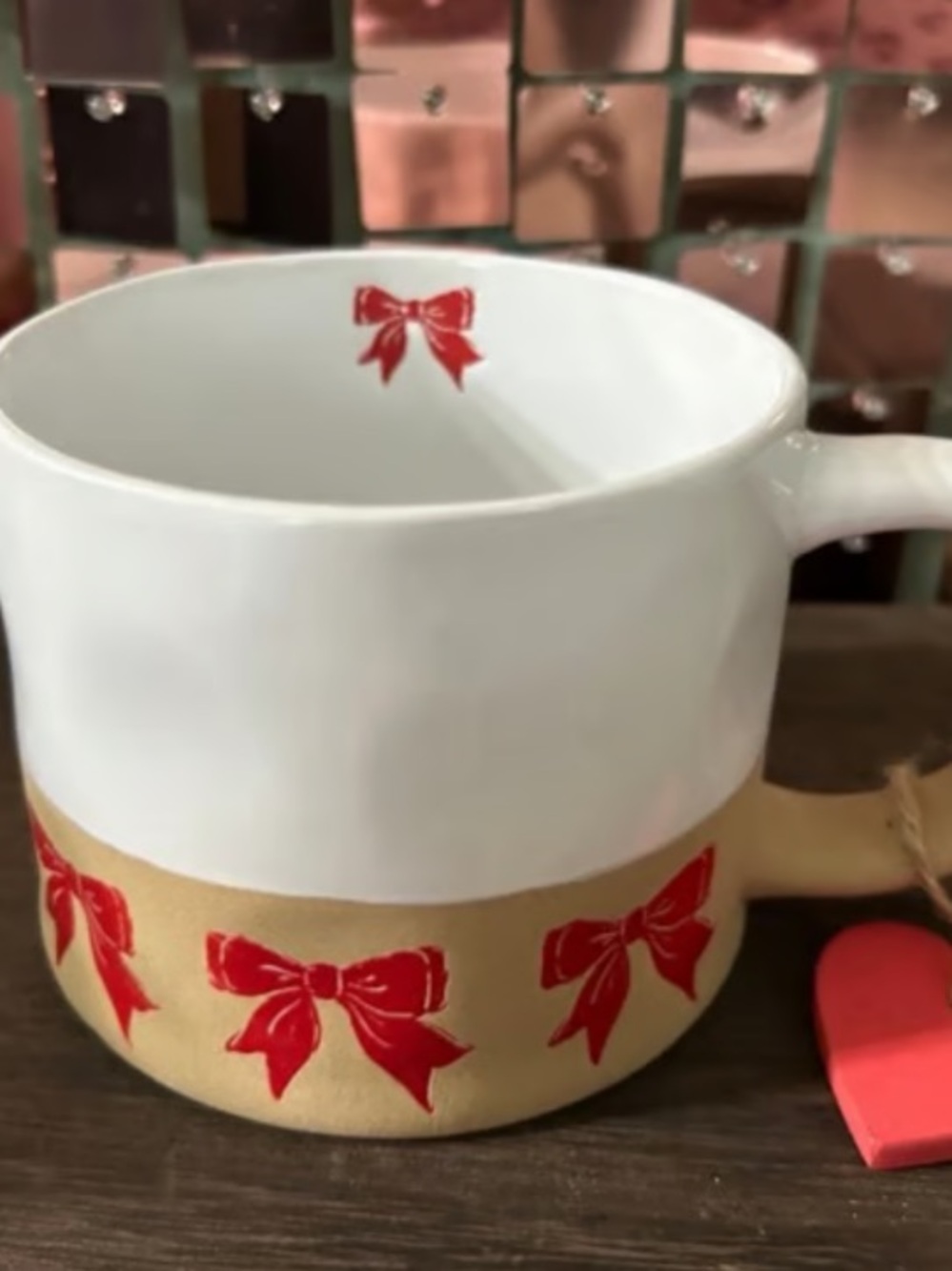 Red Bow Accent Ceramic Mug - Home Art Glass Art